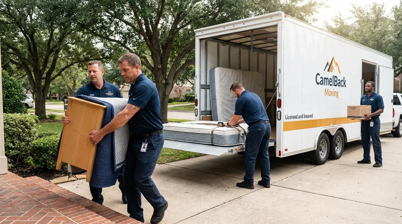 Crew loading residential truck for cross-state move from Bruceton, TN