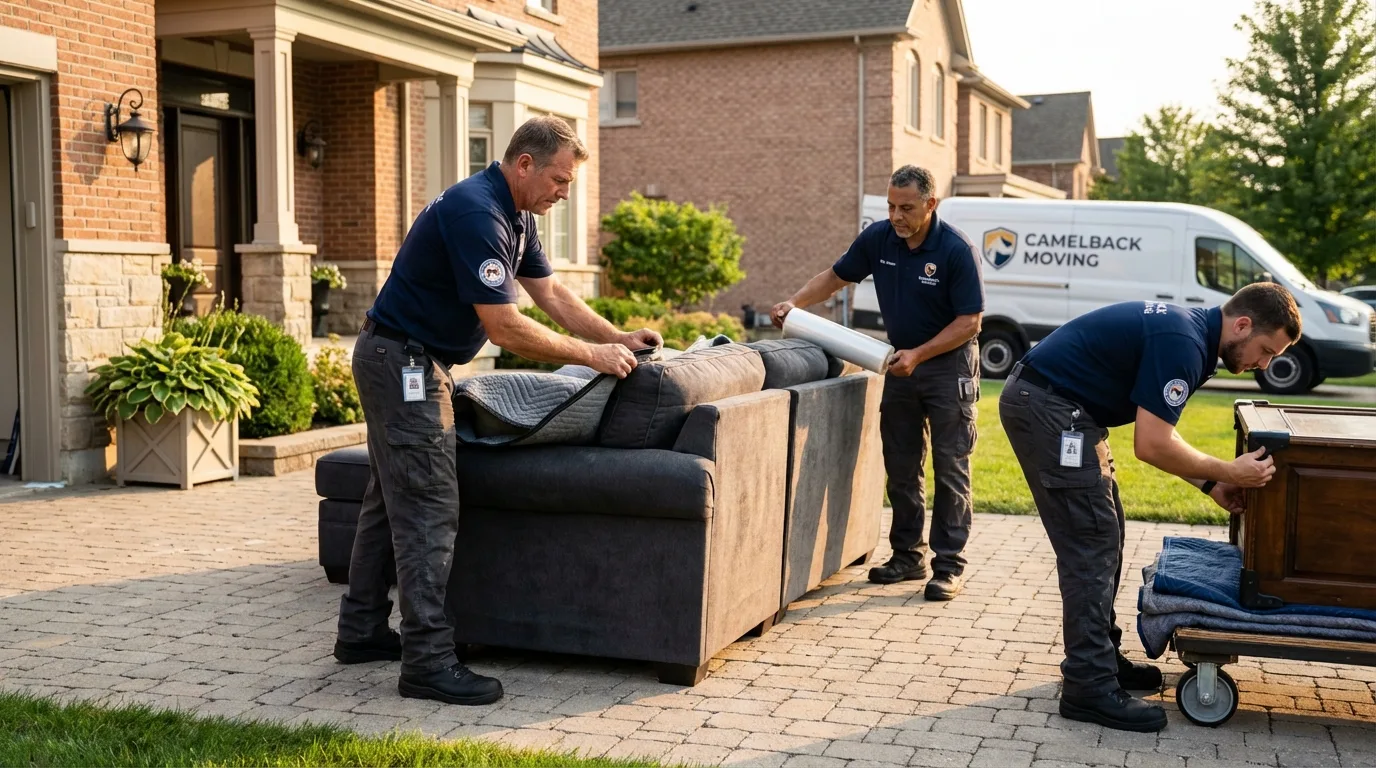 Large estate moving crew wrapping furniture in Bruceton, TN